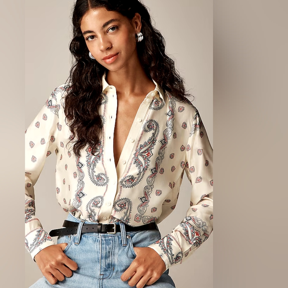 J Crew - Drapey paisley-print shirt - Size L